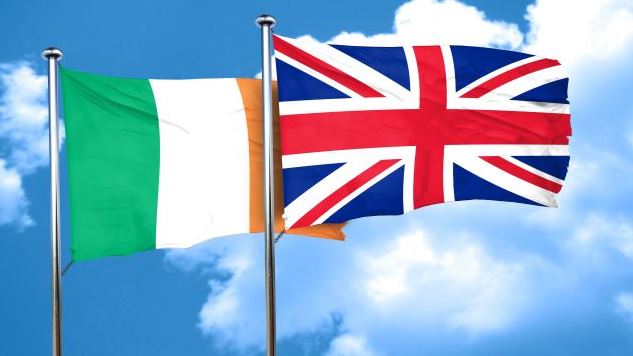 Ireland flag with Great Britain flag