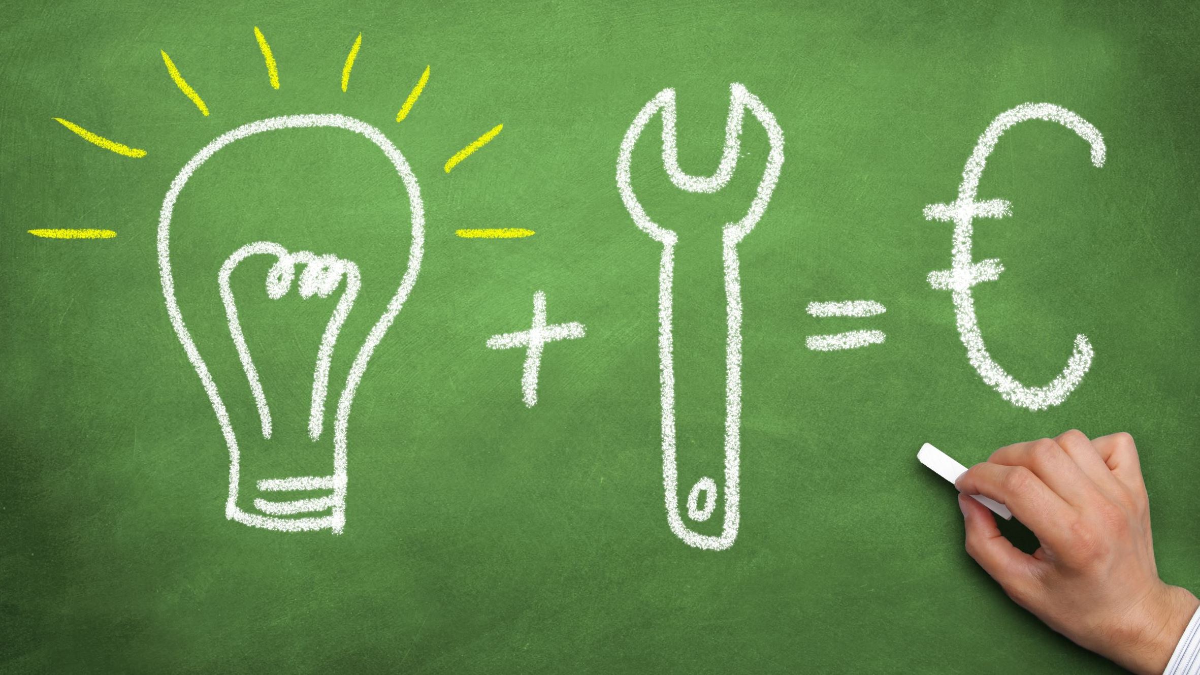 Image showing a light bulb, a spanner and a Euros sign