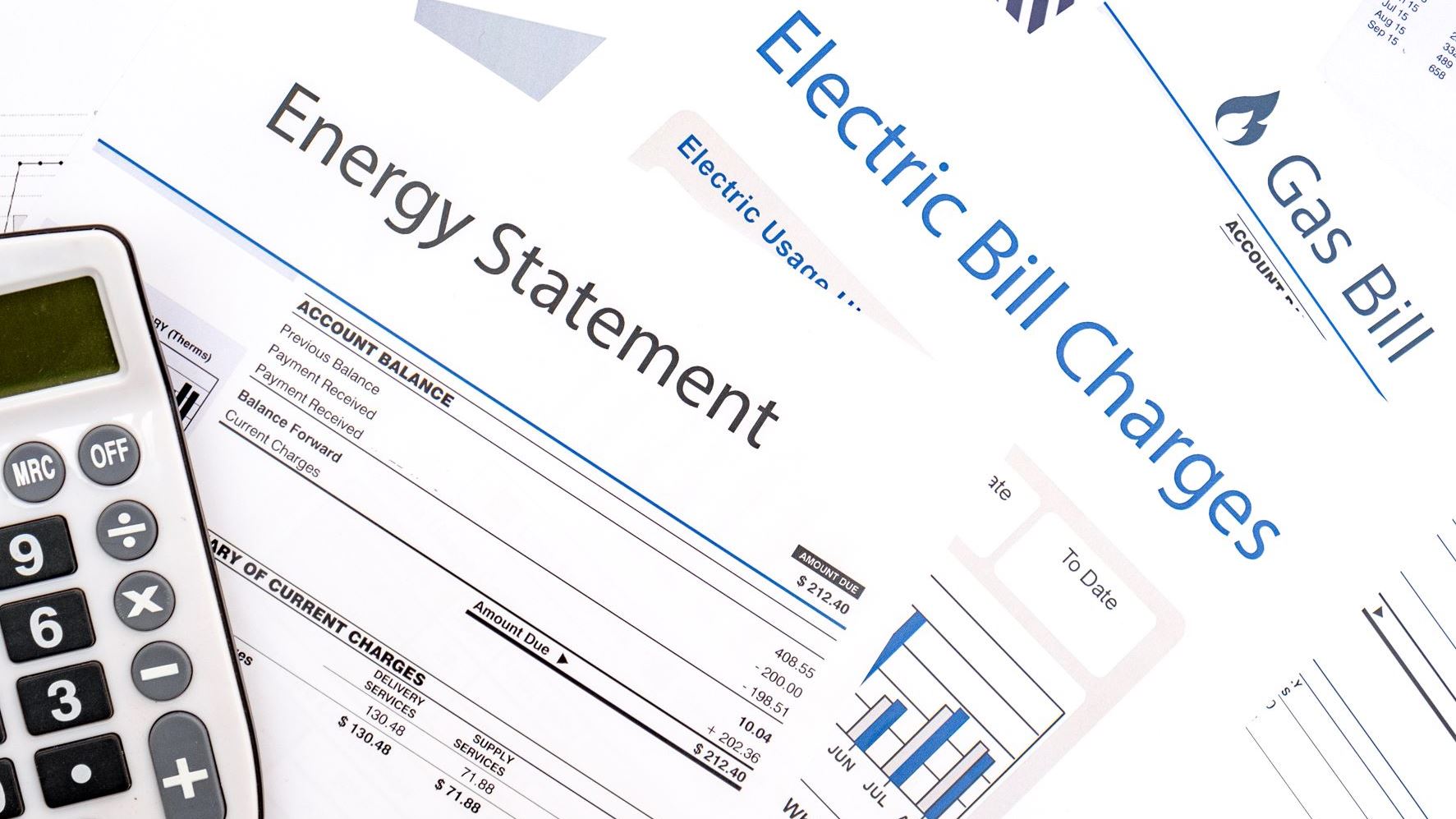 Image showing a calculator and energy statements