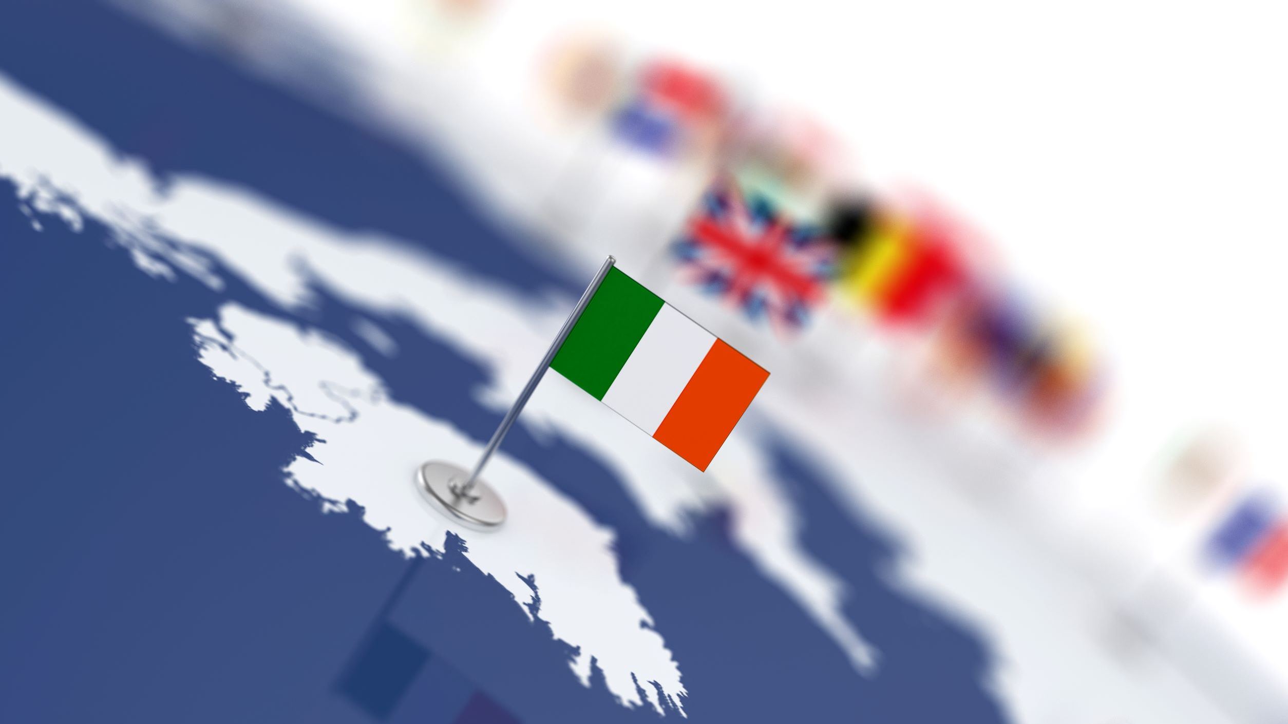 Irish flag on a map of the world