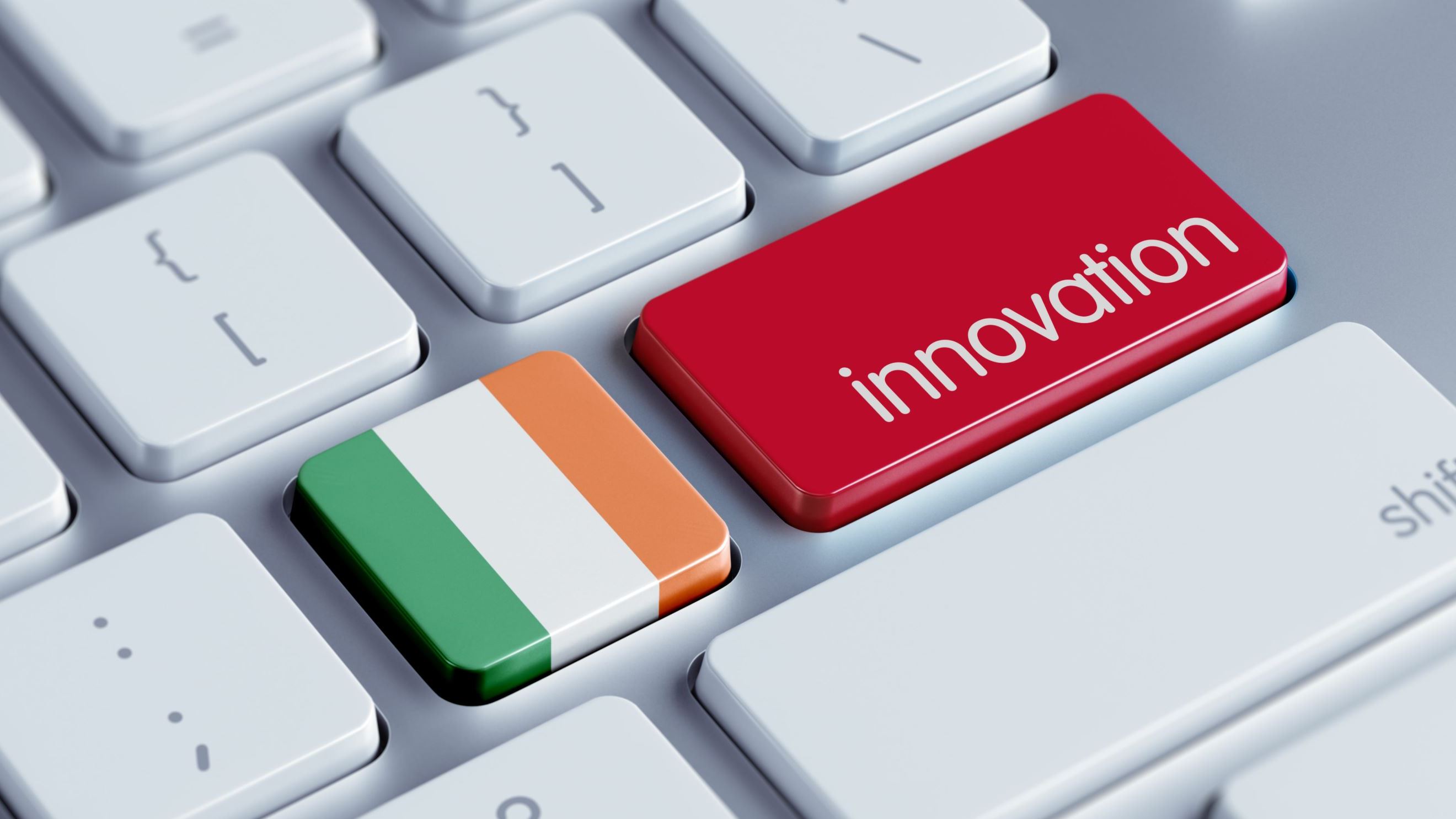Image showing a keyboard with the word innovation and the Irish flag