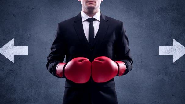businessman with boxing gloves on